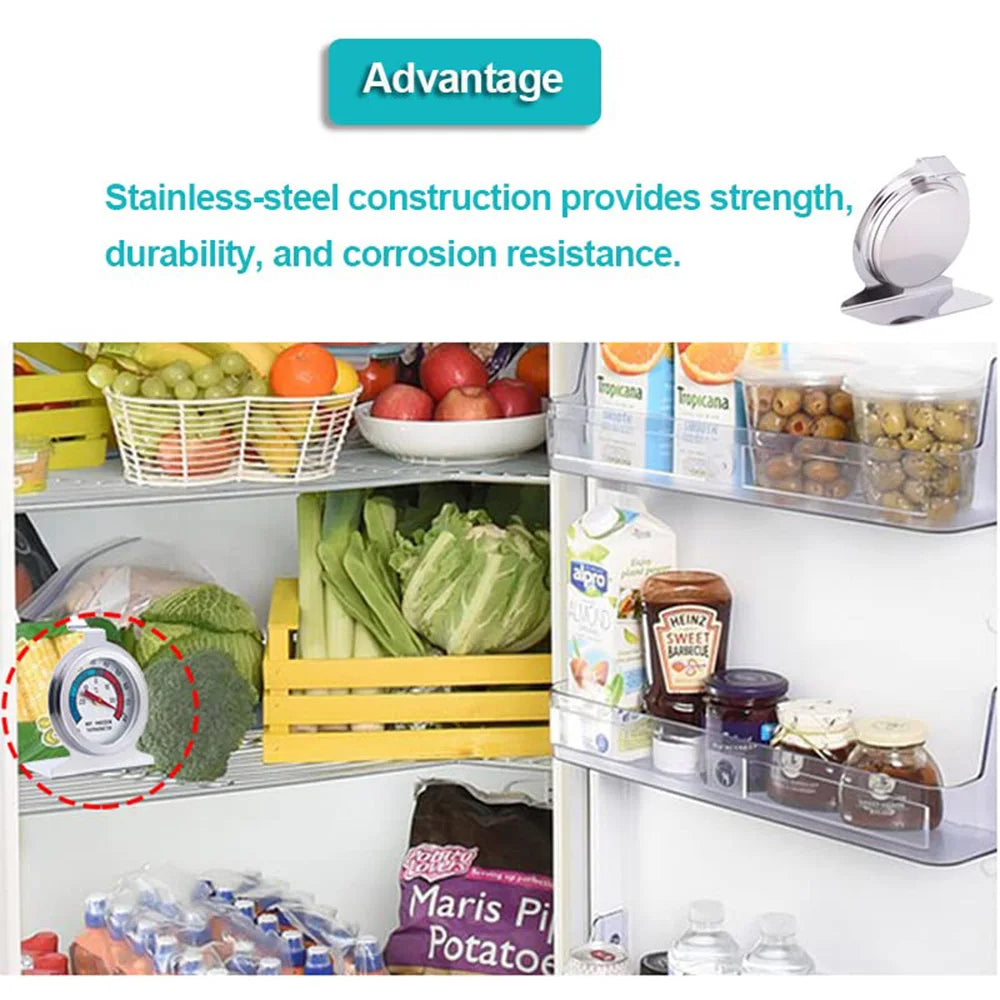 2/4Pcs Refrigerator Thermometer -30~30°C/-20~80°F, Classic Fridge Analog Thermometer Large Dial with Red Indicator Thermometer