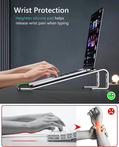 Ergonomic Laptop Stand Aluminum Alloy Laptop Stand Aluminum Portable Laptop Stand for Base with Wrist Pad