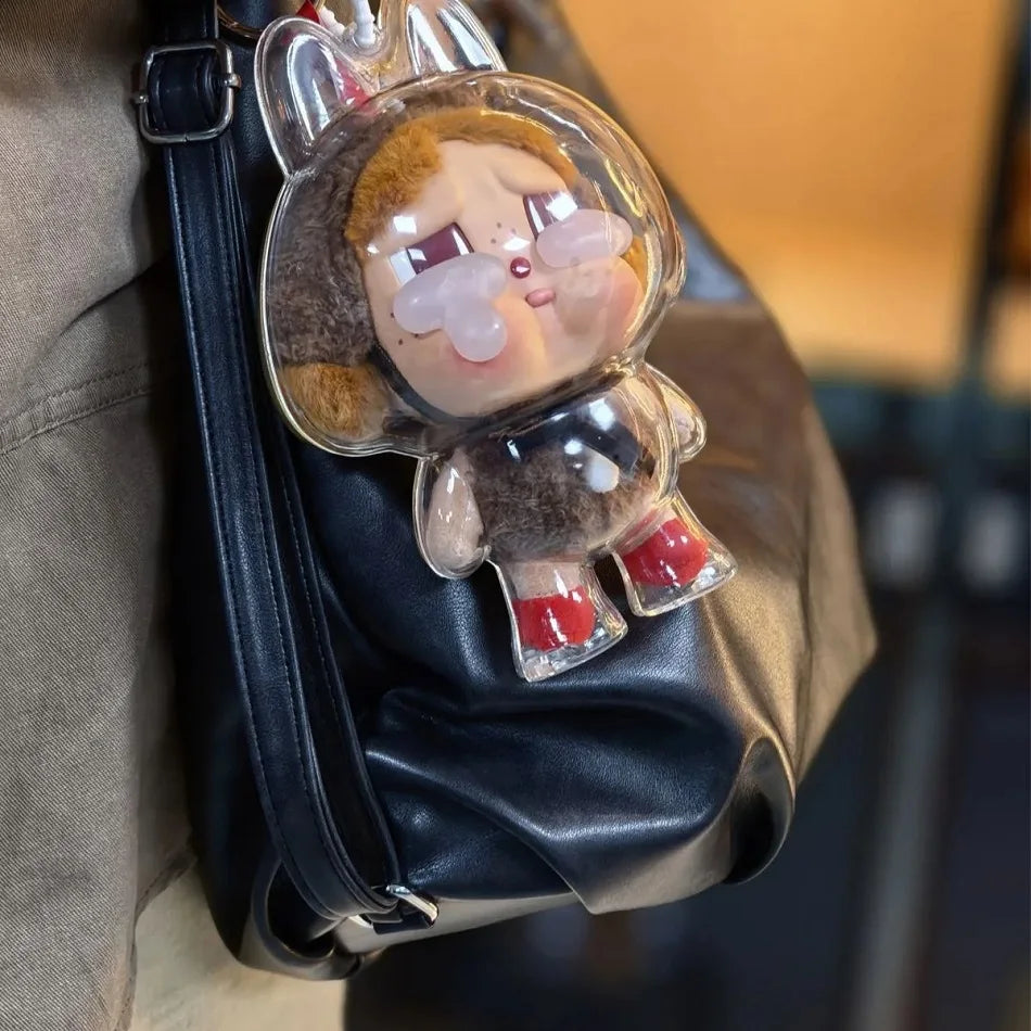 Labubu Case Sitting Party Transparent Protective Shell Dust Cover Protect Knapsack Hanging Decorations Christmas Gift Kids Toy