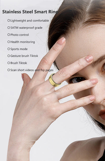 Smart Ring Women Health Tracker Heart Rate Blood Oxygen Photo Control Brush Tiktok Waterproof Multi-sport Modes Men Fitness Ring