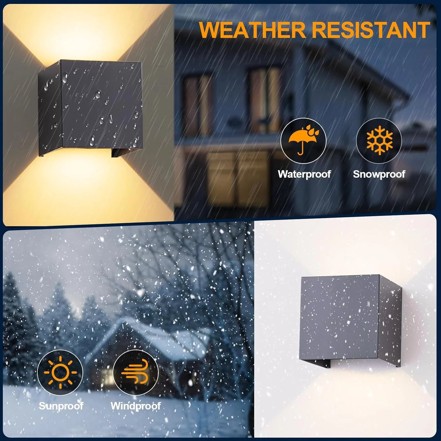 Smart Outdoor Lights Color Changing RGB+ 2700K-6500K Square Aluminum Waterproof Rustproof App Control Up and Down Lights