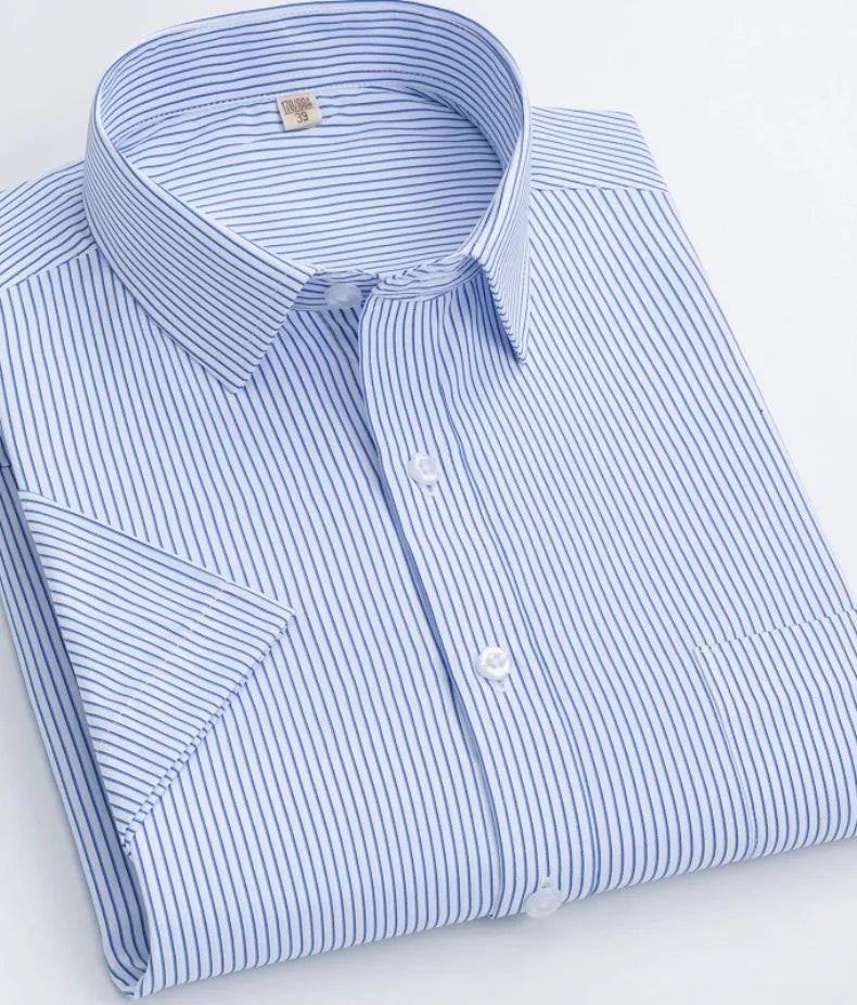 Men's short-sleeved shirt casual non-ironing anti-wrinkle spring summer shirt top high-quality slim-fit formal wear to work