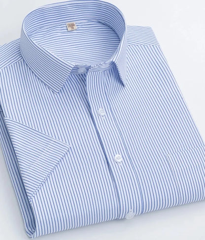 Men's short-sleeved shirt casual non-ironing anti-wrinkle spring summer shirt top high-quality slim-fit formal wear to work