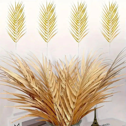 6/12 gold faux palm fronds, outdoor faux palm fronds, fake tropical palm fronds, birthday and wedding party decorations