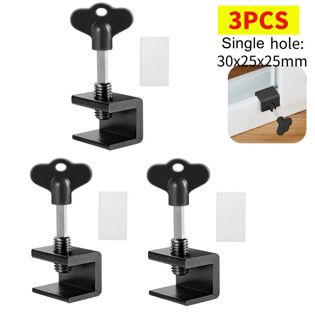 5-1pc Sliding Sash Stopper Cabinet Locks Straps Aluminum Alloy Safety Lock Child Protection Door And Window Anti-theft Lock