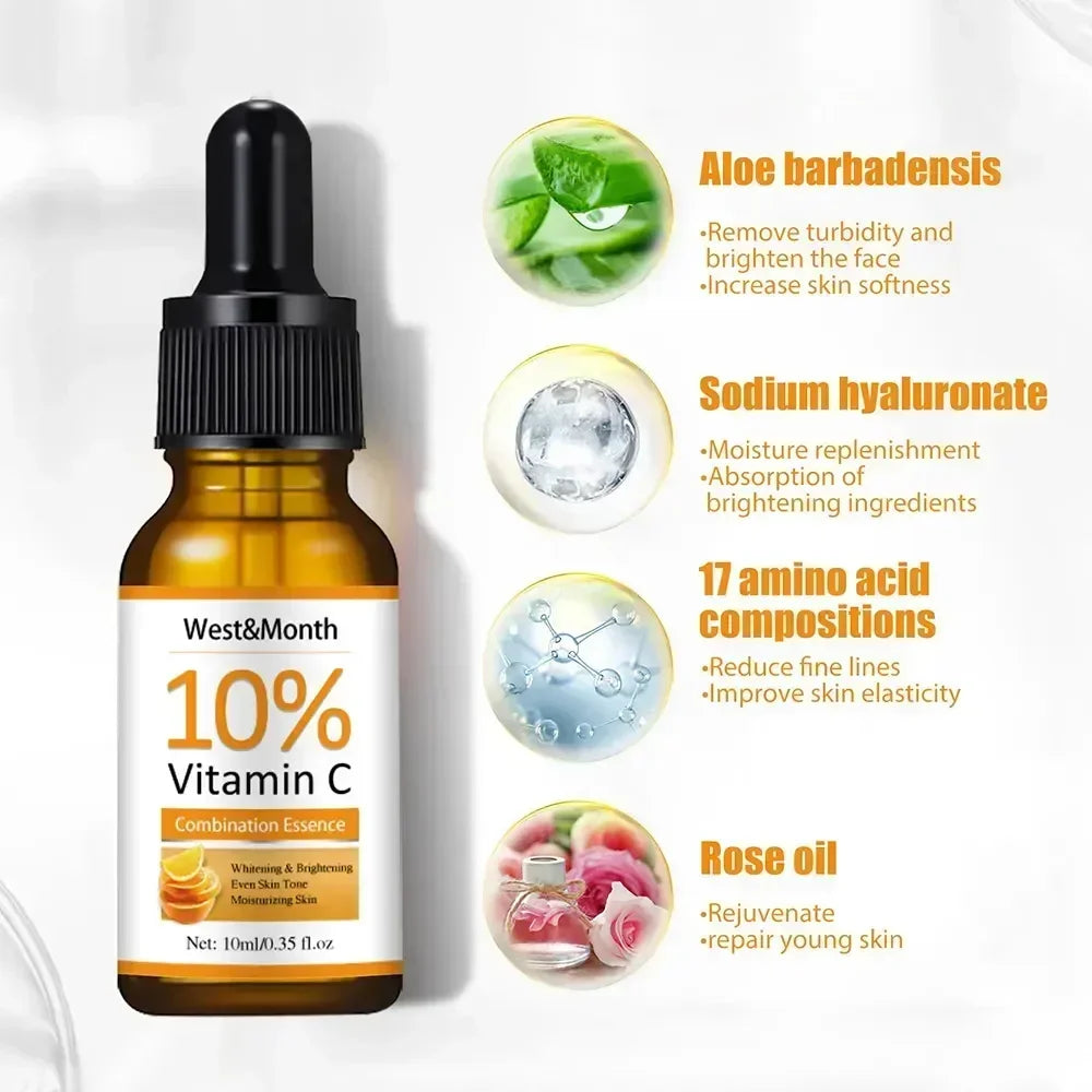 Vitamin C Face Whitening Serum Spot Serum Hyaluronic Acid To Remove Dark Spots Pigment Wrinkle Remover Face Serum Shrink Pores