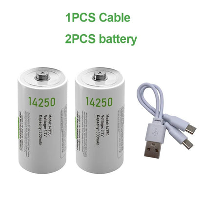 14250 3.7V 300mAh Rechargeable Lithium Battery For Probes, Thermometers, Sights, Thermostats, Monitoring systems,Alarms,1/2AA