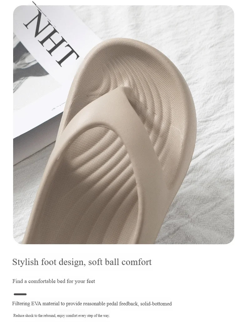 High-end And Touching Flip-flops For Summer Wear, Anti-slip, Anti-odor, And Comfortable Home Slippers That Pinch The Feet