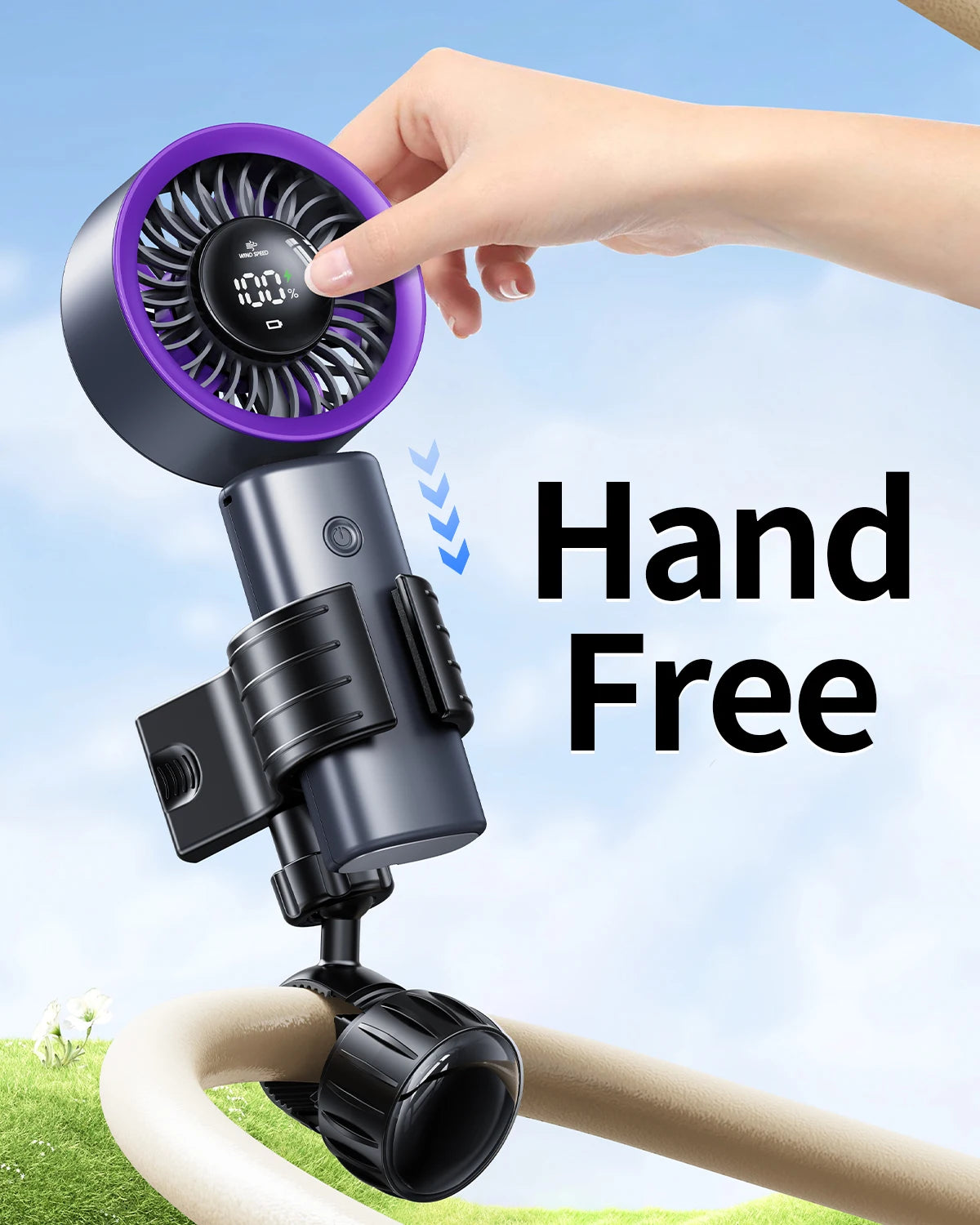 Hipacool Baby Stroller Handheld Fan Holder Clip Adjustable Universal Handheld Fan Turn to Clip-on Fan Baby Stroller Accessories