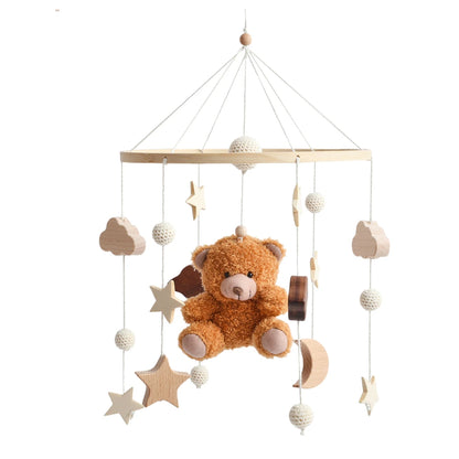 Baby Mobile Crib Bed Bell Musical Rattles Toys Soft Felt Cartoon Animal for Infants Nursery Mobiles Forest Animals Crib Toys