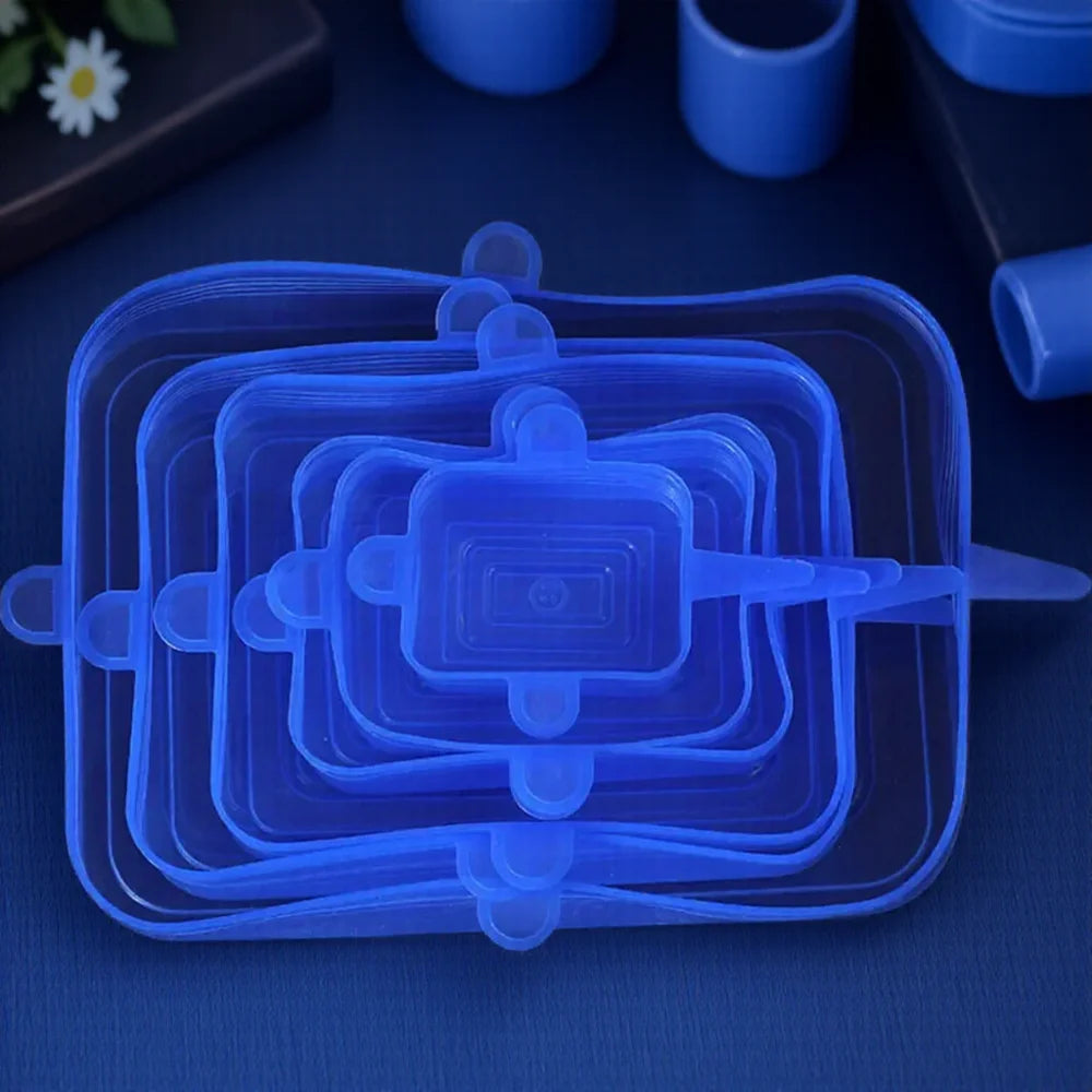 6PCS Silicone Stretch Lids for Food Freshness Reusable Durable Expandable Covers for Kitchen and Food Storage