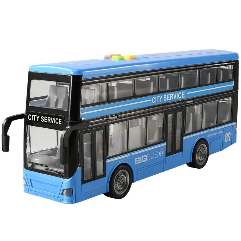 High-quality school bus toy car model large sound and light double-decker bus simulation car toy children's gift