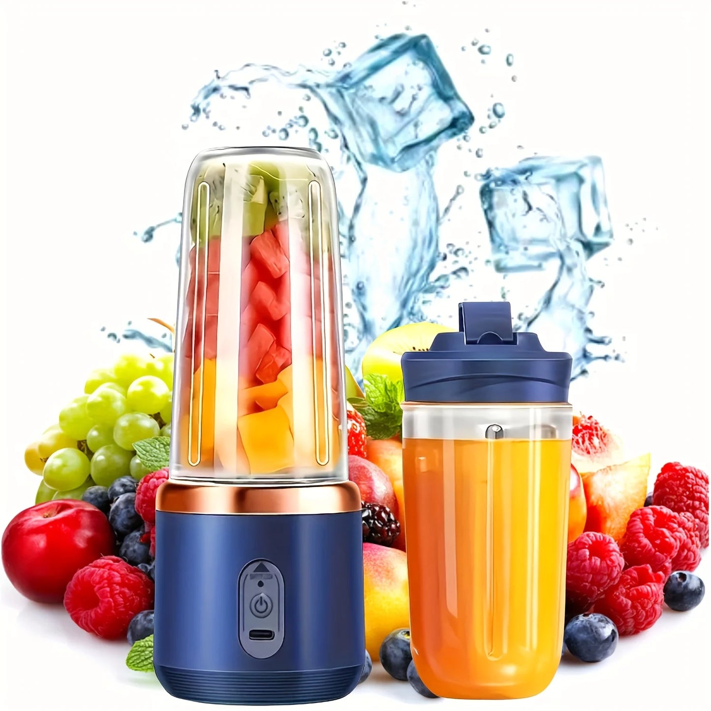 Multifunctional Portable Juicer, 2-in-1 Fruit Blender and Juicer with 6 Blades