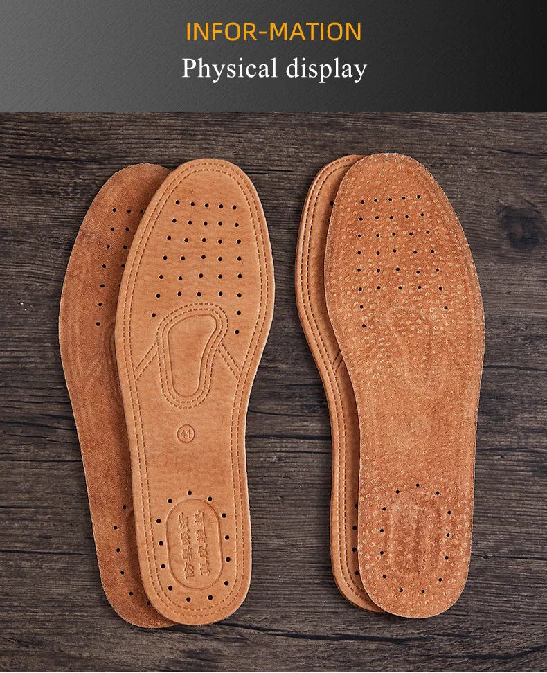 1 Pair Cowhide Insoles For Shoes Men Comfortable Deodorant Casual leather Insole Feet Quality Genuine Leather Flats Shoe Sole