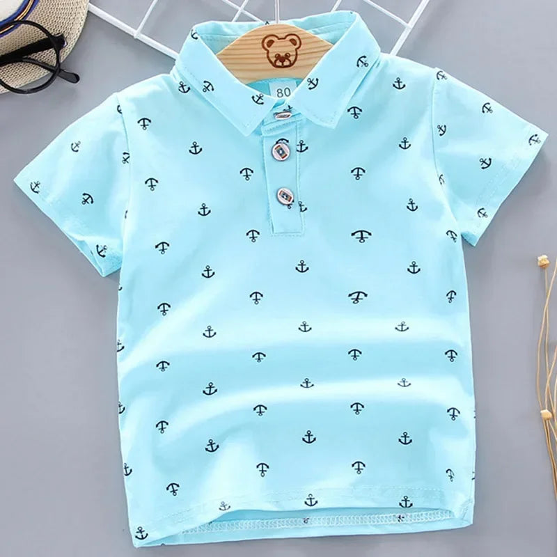2025 Summer Baby Boys Shirts Short Sleeve Lapel Clothes for Girls Cotton Breathable Kids Tops Outwear 12M-5Y