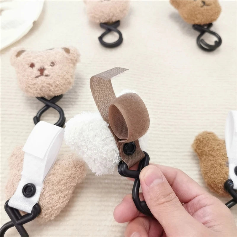 1/2pcs Portable PU Leather Baby Stroller Hook Hanger Velcros Pram Hook Carabiner Cart Organizer Clip for Stroller Accessories