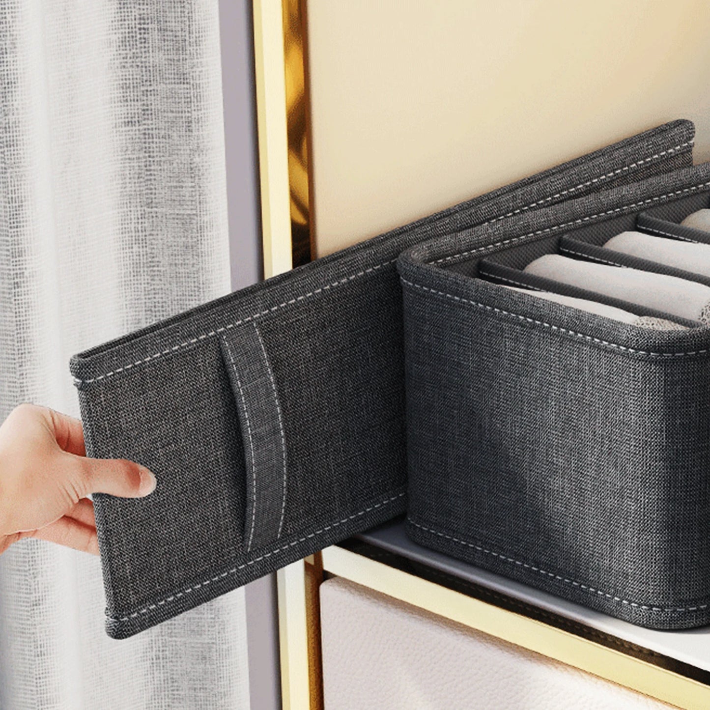 Wardrobe Clothes Organizer 6-20 Grids Clothes Trousers Jeans Storage Box Underwear Bra Socks Compartment Drawer Organizers boxes