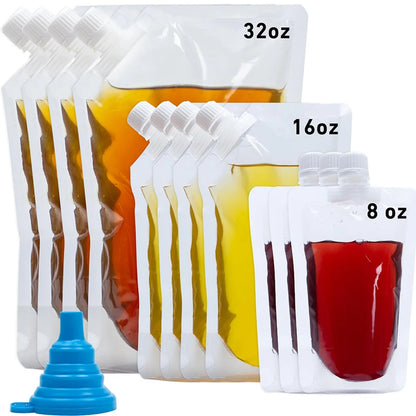 Plastic Flasks Reusable Drinks Pouches Juice Flasks, Plastic Flasks for Travel, Outdoors, Concerts, Events, Leak-Proof, BPA Free