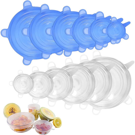6Pieces Food Grade Silicone Stretch Lids for Food Storage Reusable Microwave Food Covers Bowl Covers For Cup Cans Jars YY121