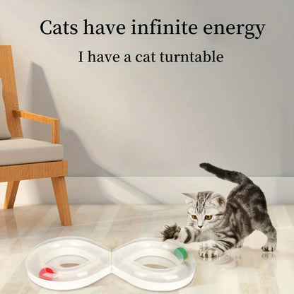 Interactive Cat Turntable Toy - Engaging Track for Indoor Play & Kitten Fun, Durable Plastic, The best gift for cats