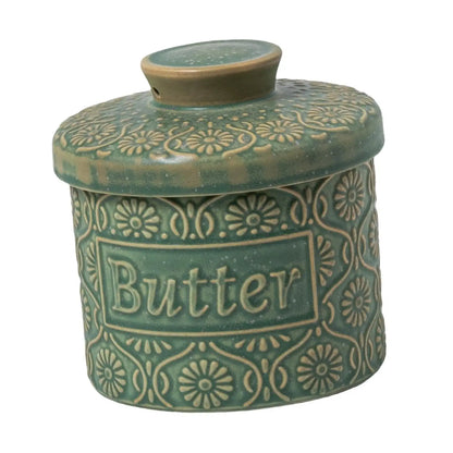 Retro Butter Crock Ceramic With Lid French Butter Dish For Fresh Spreadable Butter Jar Cheese Case Storage Box For Counter