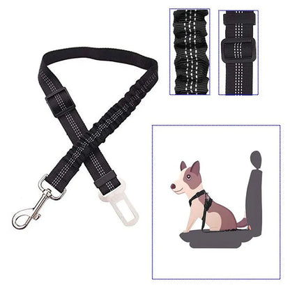 Adjustable Dog Car Seat Belt - Retractable Elastic Safety Leash with Shock Absorption, Pet Car Safety Harness for Dogs