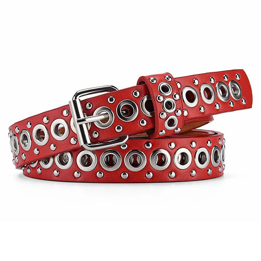 Women's Belt Trend Rivet Thin Belt Men's Belt Punk Hip Hop Rock Y2K Style Belt Jeans Belt Soft PU Leather Belt