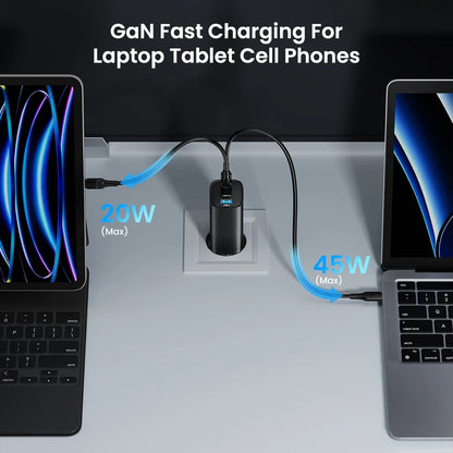 65W GaN USB Type C Fast Charger For Laptop PPS 45W PD QC 3.0 Quick Charge For iPhone 14 13  Samsung Xiaomi Realme Phone Charger