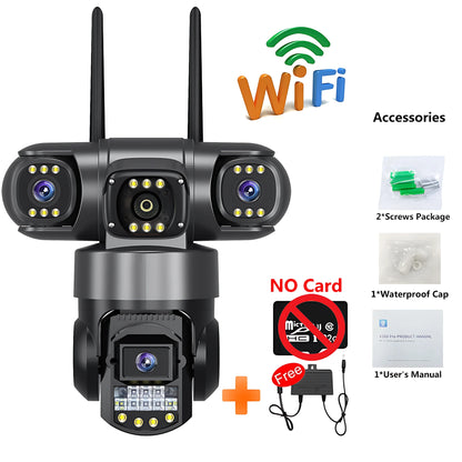CCTV 3 Lens Video Surveillance Camera Wifi Network Camera 4G SIM Card Wireless 360 Monitor Outdoor Waterproof Security Cameras