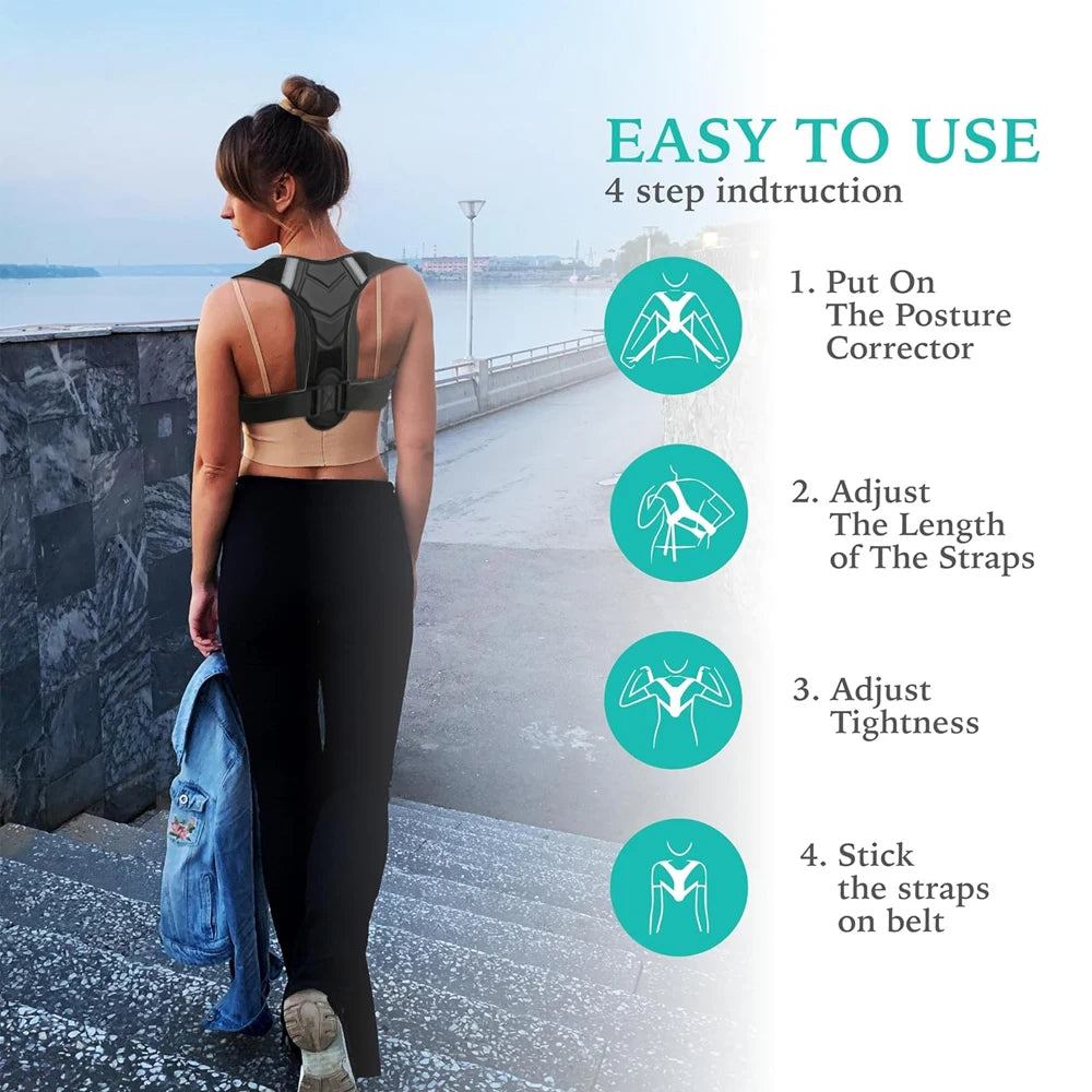 1PCS Back Brace Posture Corrector for Upper & Lower Back Pain Relief - Adjustable, Unisex, Clavicle Support, Improves Posture