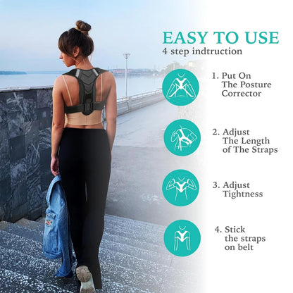 1PCS Back Brace Posture Corrector for Upper & Lower Back Pain Relief - Adjustable, Unisex, Clavicle Support, Improves Posture