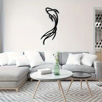 Feng Fish Art Metal Sculpture - Minimalist Line Art, Metal Wall Art, Betta Fish Wall Decor Abstract Art,Fish Vase Room Sticker