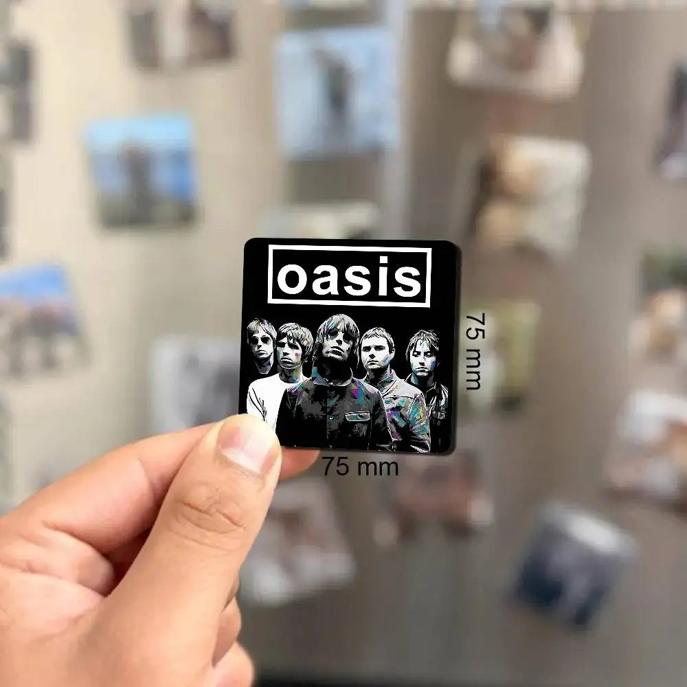Rock O-Oasis Band  Fridge Magnet Photo Personalized For Office Family Kitchen Refrigerator Friends Gift Holiday Decor