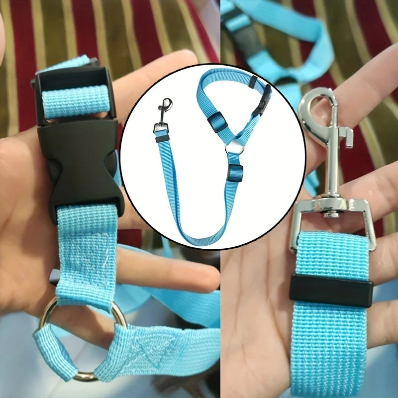 Secure Your Pet in the Car with This Adjustable Harness & Seat Belt Lead Leash!