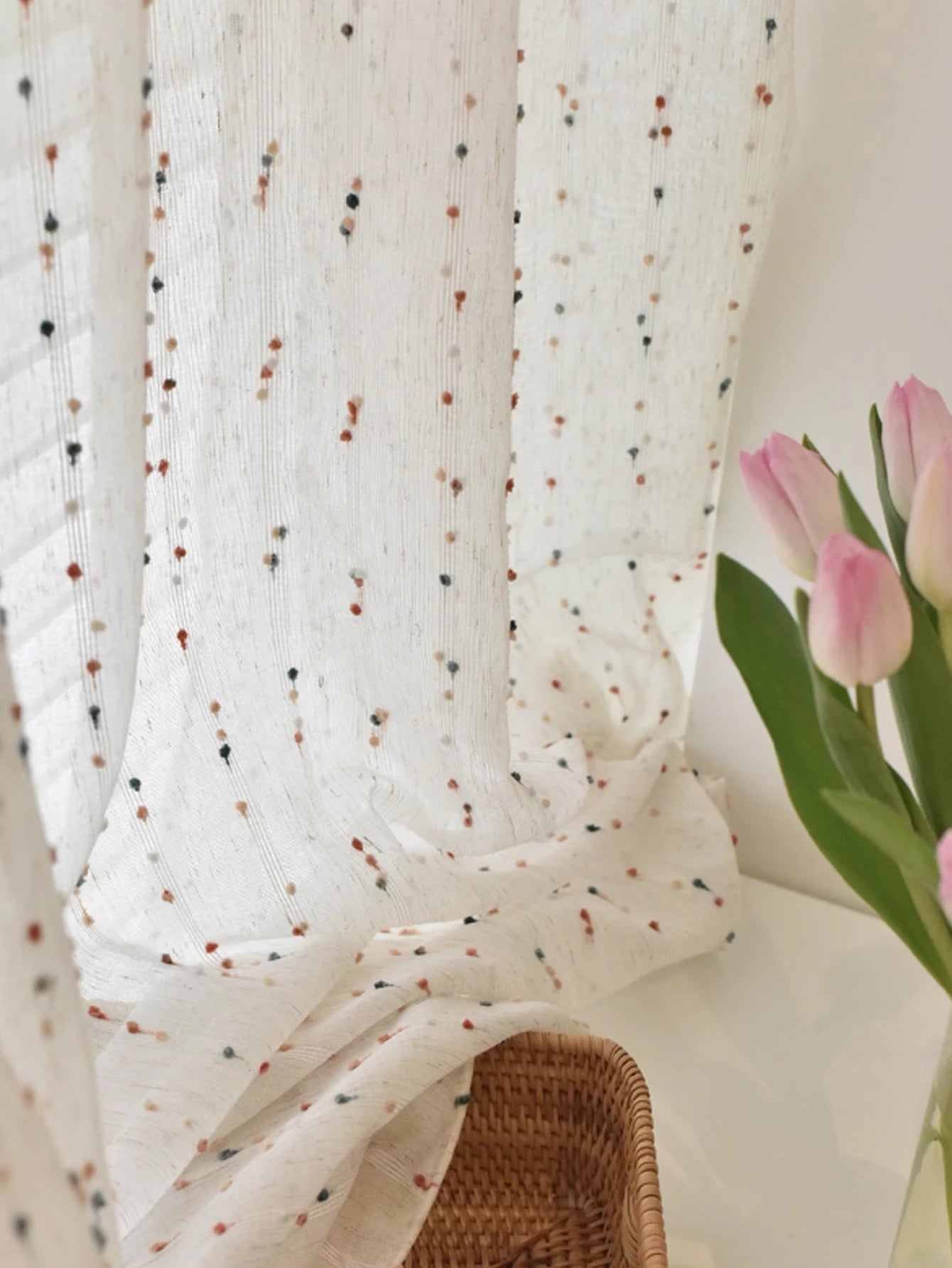 Rainbow little dessert hemp girl room curtain window curtain advanced sense curtain gauze curtain dust-proof polyester curtain