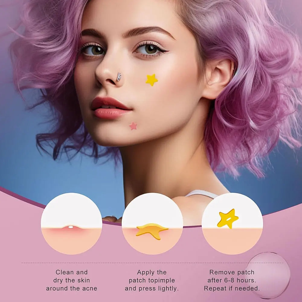 40pcs Colorful PE Pimple Patches Cute Star Shaped Cover Sticker Invisible Pimple Cover Removal Pimple Patch Skin Care