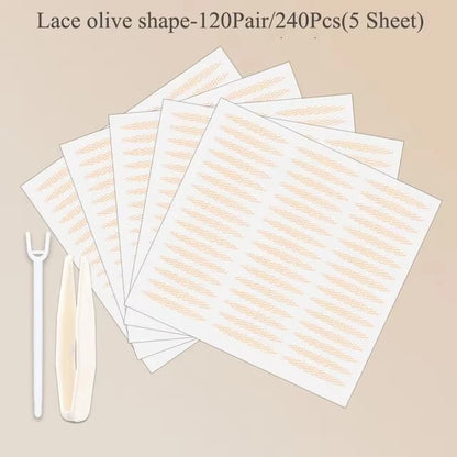 240Pcs Invisible Double Fold Eyelid Tape Sticker Lace Nature Clear Beige Stripe Self-adhesive Natural Eye Makeup With Tools