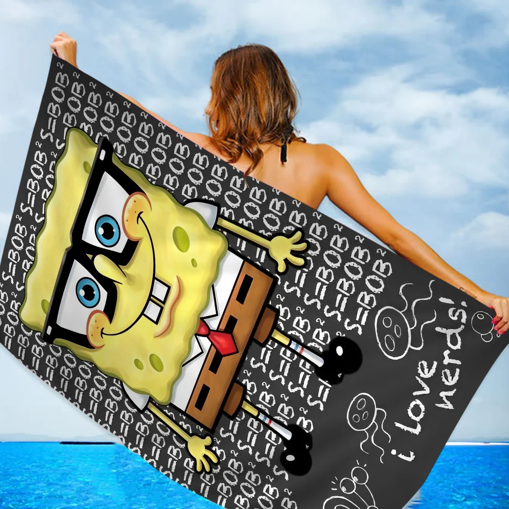 Funny-Cartoon S-Spongebobes-Cute-Pants Bath Towel Soft Water Absorbing Breathable For Girl Kids Decorative Cartoon Beach Towel