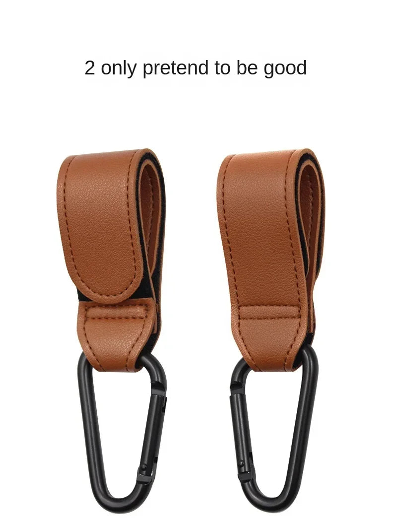 Stroller Hooks Baby Diaper Bag Hook Stroller Organize PU Leather Adjustable Pram Multi-function Hook Strong Bearing High Quality