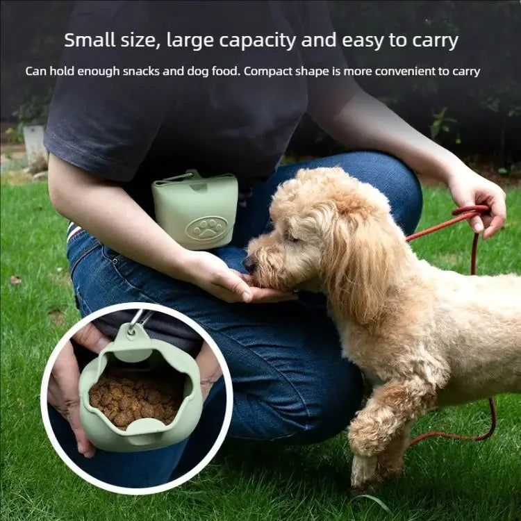 Silicone pet feeding bag, pet supplies, silicone dog food bag, silicone bag manufacturer, portable outdoor dog training bag