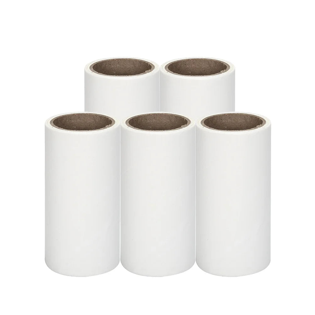 5 Rolls Portable Carpet Tape Hair Remover Lint Roller Refills for Clothes Tearable Sticky Paper