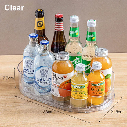 360° Turntable Refrigerator Organizer and Storage Tray for Fridge Rectangular Fridge Organizer Beverage Cans Bins Spice Rack