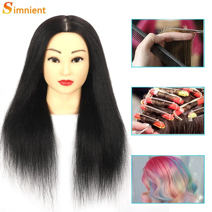 100% Real Human Hair Doll Head For Hairstyle Professional Training Head Kit Mannequin Head Styling To Practice Hot Curl Iron St