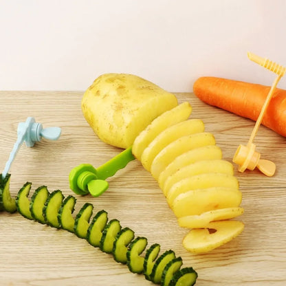Manual Spiral Screw Slicer Vegetable Tool labor-saving Rotate Potato Slicer Plastic Potato Spiral Slice Cutter Fruit
