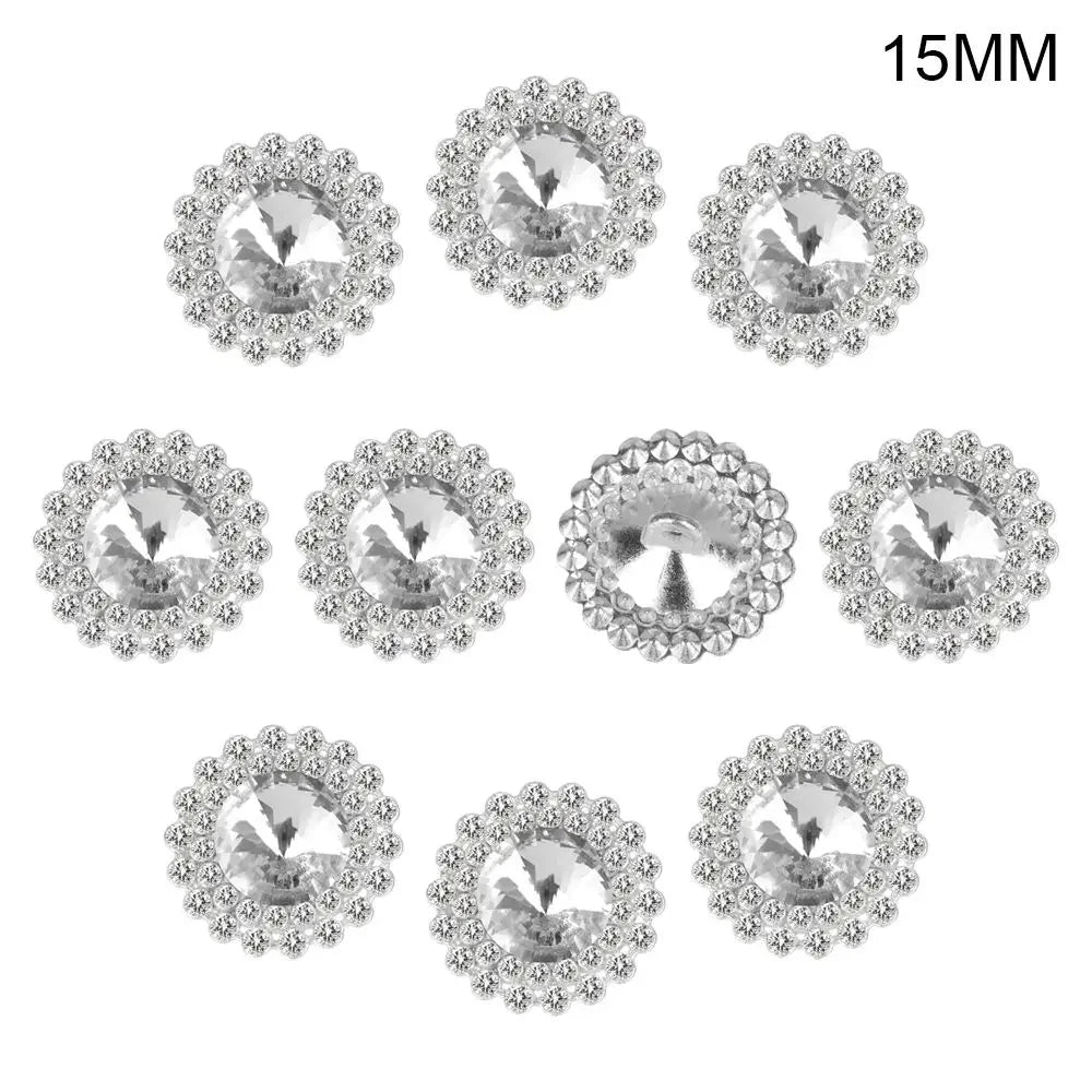 10 PCs 15/20/25MM Round Metal Rhinestone Buttons for Clothing DIY Sewing Accessories Wholesale Luxury Fashion Apparel Decoration