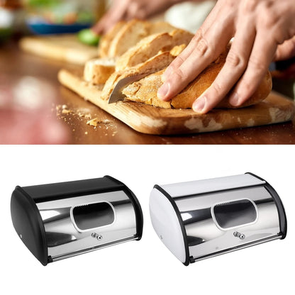 Iron Bread Bin Bread Box Bread Holder Storage Container With Small Window for Kitchen Countertop Bread Storage Holder