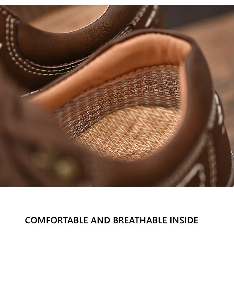 Outdoor Hiking Shoes Men Sneakers Summer Slip on Casual Men Shoes Breathable Suede Leather Shoe Anti-skid Walking Shoes Footwear