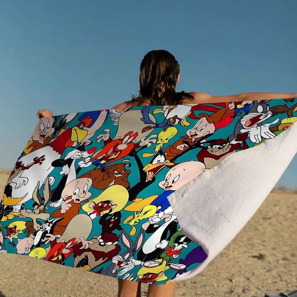 L-Looney-Tunes Beach Towel Cartoon Cute Summer Kids Large Bath Pool Beach Towel Microfiber Absorbent For Swimming Travel