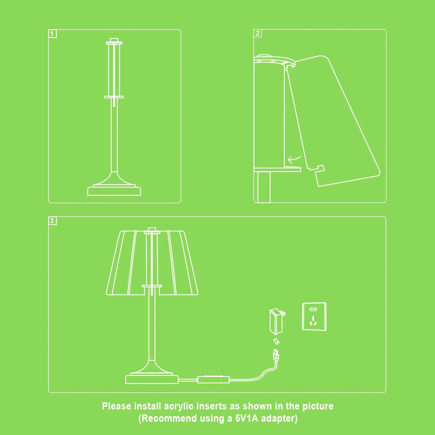 Bedroom bedside table lamp USB plug adjustable DIY acrylic design LED light 3 colors optional night light