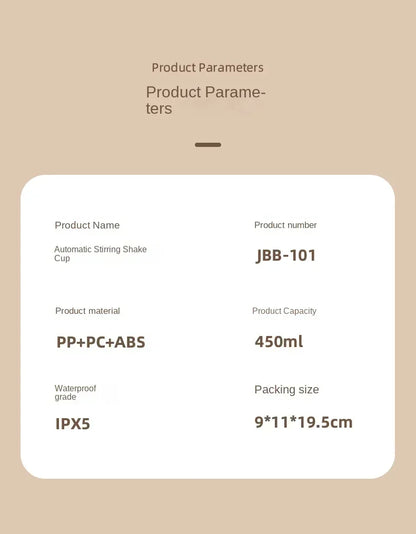 450ml Portable Electric Protein Shaker Bottle USB Rechargeable Blender Multipurpose Mixer Cups for Summer Fitness Workout